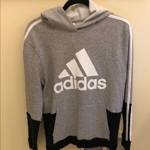 Adidas Gray and Black Sweatshirt with Iconic Stripes